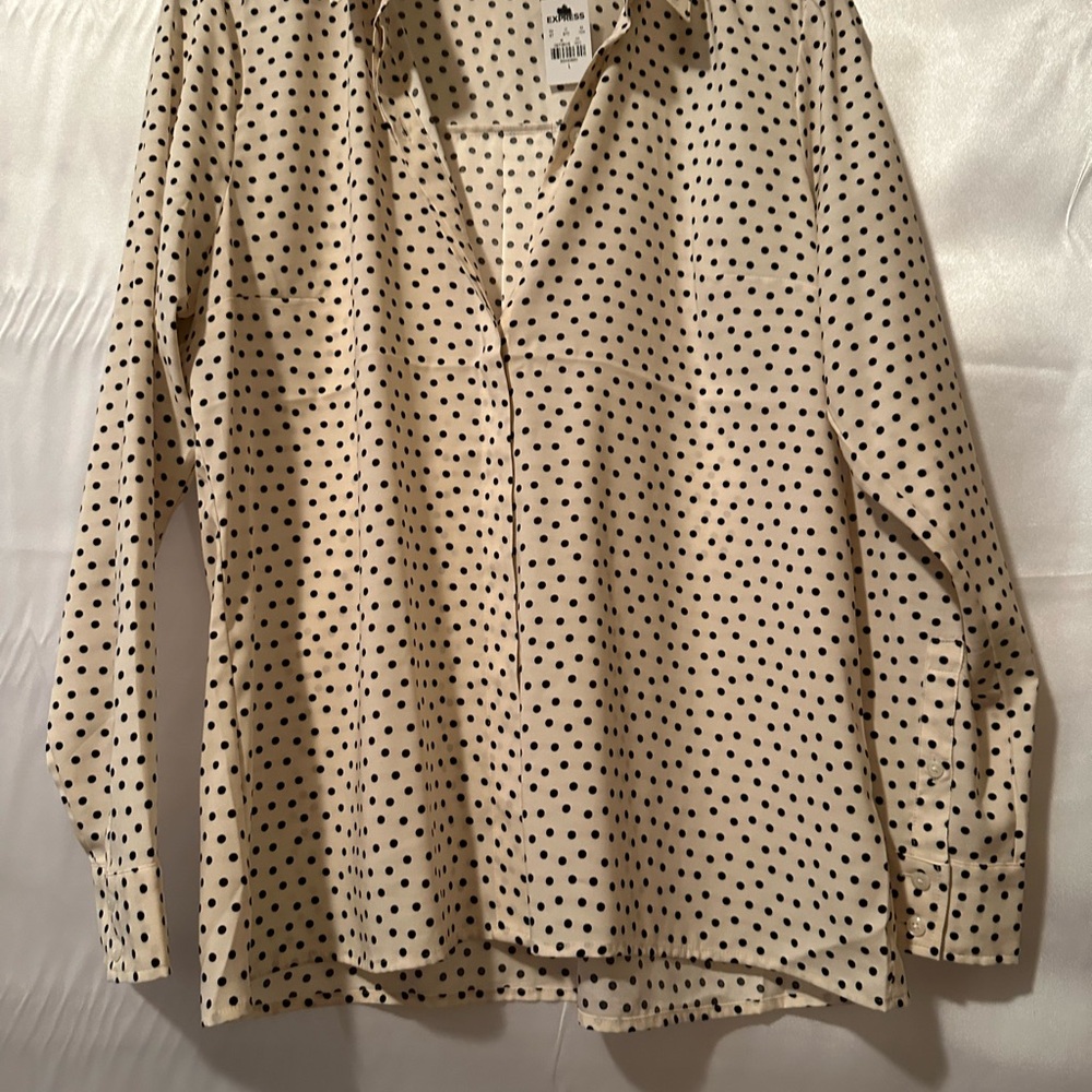 Express Cream and Black Polka Dot Blouse